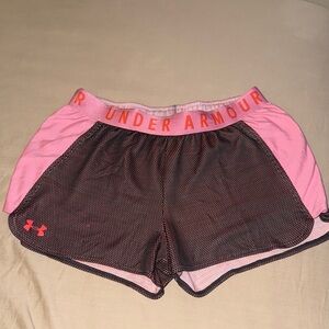Under Armour Women's Pink and Black Athletic Shorts